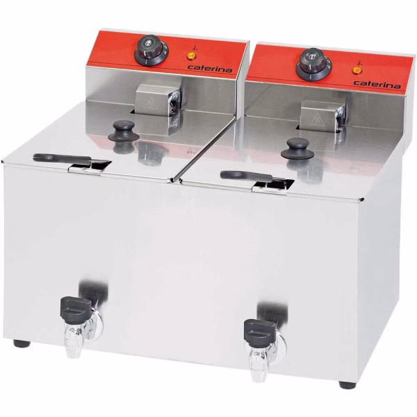 32237 Frytownica elektryczna, podwójna poj. 2 x 8 ltr z kranem CATERINA