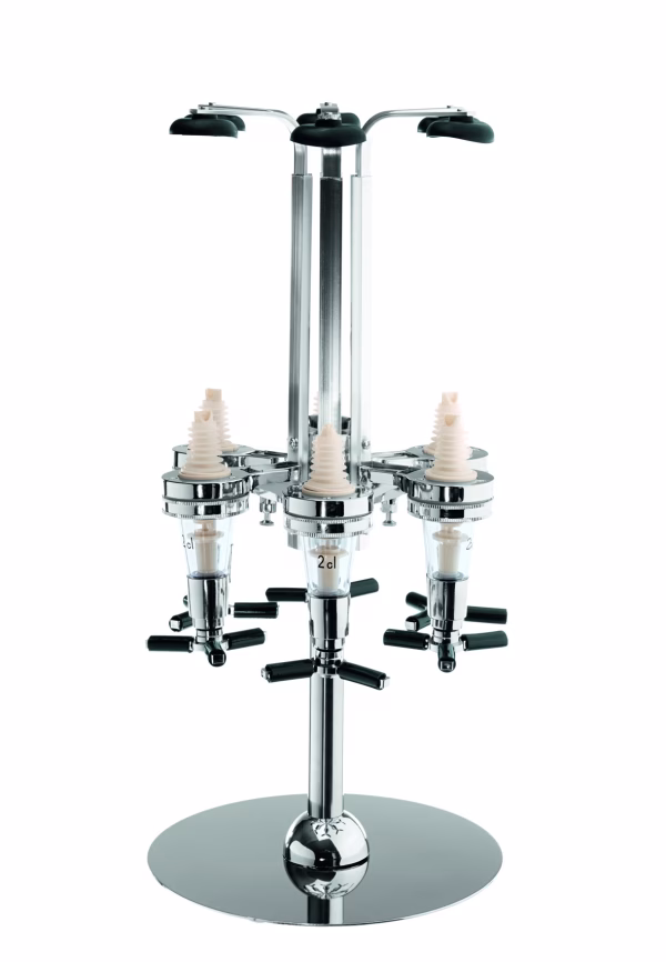Stojak bufetowy przenośny, obrotowy do dozowników alkoholu, dla butelki o poj. 0,5-1,0 ltr